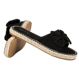 Queen Vivi Tongs espadrilles en daim le noir 5