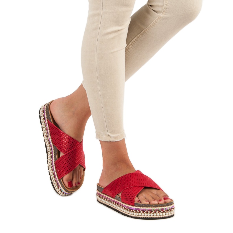 Sergio Todzi Tongs imprimé ethnique rouge 1