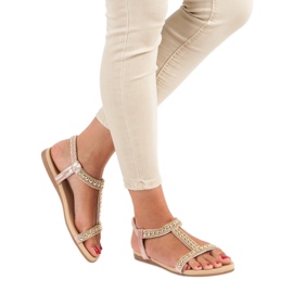 Queentina Sandales plates avec élastique rose 1