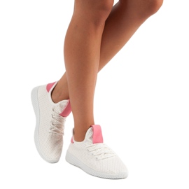 Chaussures de sport blanches rose 2 Chaussures de sport blanches rose 2