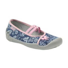 Babouche fleurs Befado 116y232 jeans bleu rose bleu marin 1 Babouche fleurs Befado 116y232 jeans bleu rose bleu marin 1