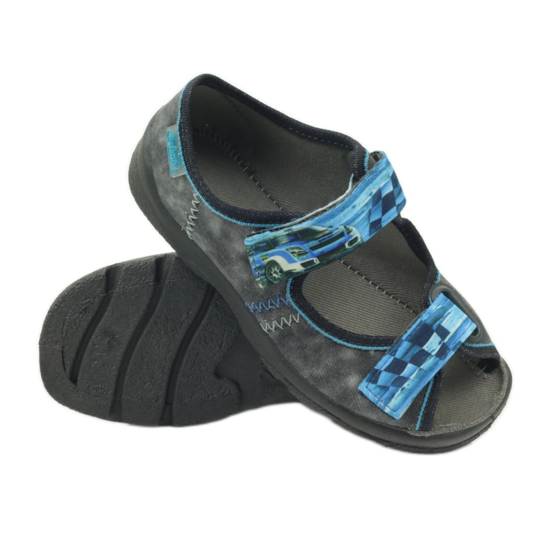 Sandales, chaussons velcro Befado 969x117 bleu gris 3 Sandales, chaussons velcro Befado 969x117 bleu gris 3