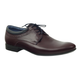 Tur Chaussures en cuir masculin bordeaux rouge 1