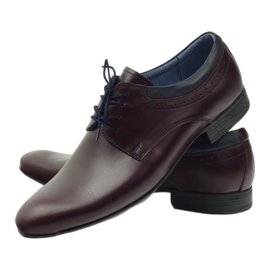 Tur Chaussures en cuir masculin bordeaux rouge 3