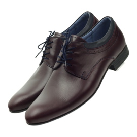 Tur Chaussures en cuir masculin bordeaux rouge 4