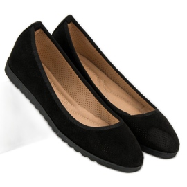Sun Color Ballerines en daim ajouré le noir 6