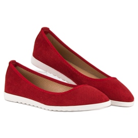 Sun Color Ballerines en daim ajouré rouge 3