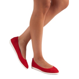 Sun Color Ballerines en daim ajouré rouge 2