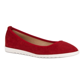 Sun Color Ballerines en daim ajouré rouge 5