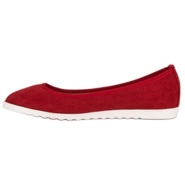 Sun Color Ballerines en daim ajouré rouge 6