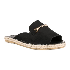 Espadrilles tongs en daim noir le noir 3