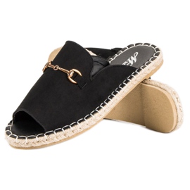 Espadrilles tongs en daim noir le noir 5