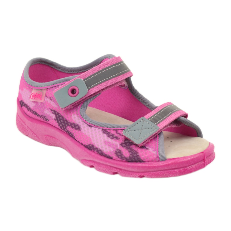Sandales, chaussons velcro Befado 969y112 gris rose 1 Sandales, chaussons velcro Befado 969y112 gris rose 1