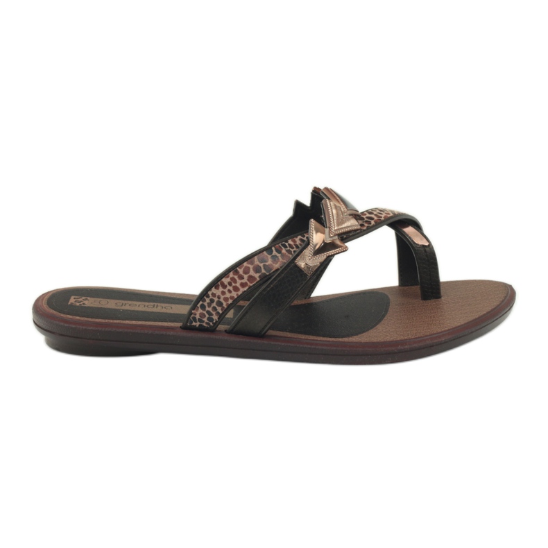 Ipanema Tongs chaussons femme avec pierres Grendha brun 1