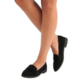 Small Swan Mocassins en daim le noir 6