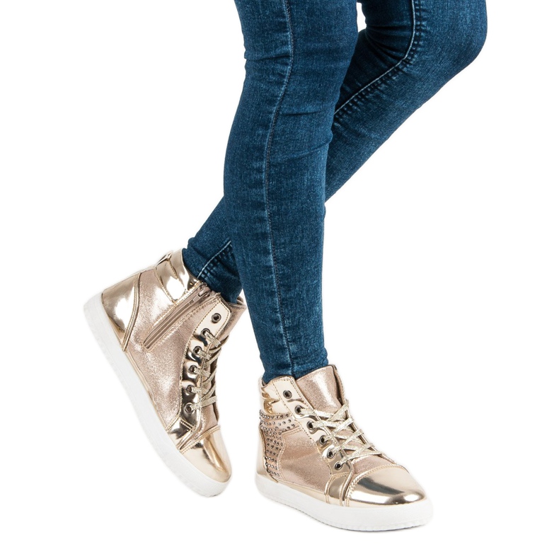 Baskets laquées au dessus de la cheville jaune 2