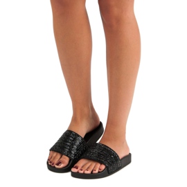 Élégantes pantoufles noires le noir 2 Élégantes pantoufles noires le noir 2