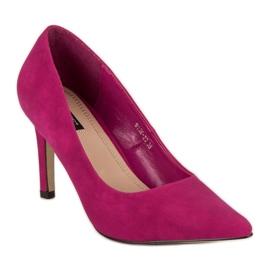 Escarpins à talon en daim rose 3