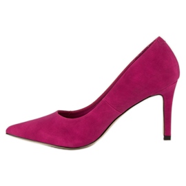 Escarpins à talon en daim rose 4