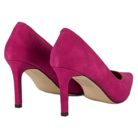 Escarpins à talon en daim rose 5