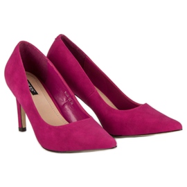 Escarpins à talon en daim rose 6