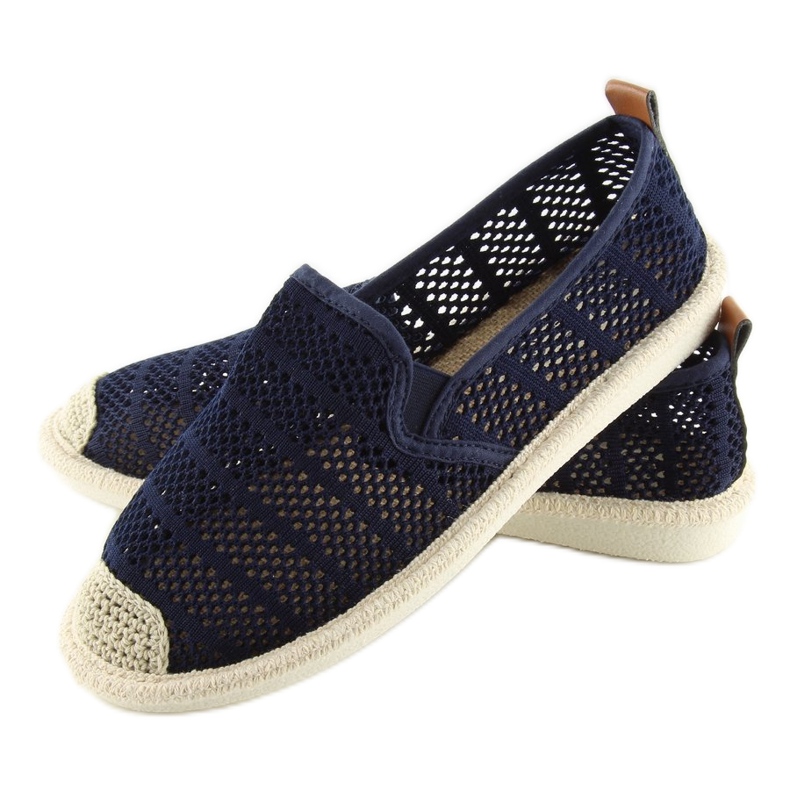 F01B Navy Espadrilles en résille bleu marine 1