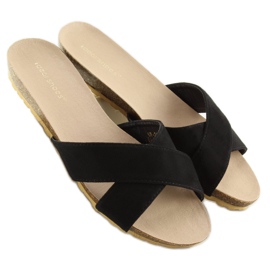Chaussons en daim noir pour femmes SR-2812 le noir 4