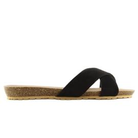 Chaussons en daim noir pour femmes SR-2812 le noir 2