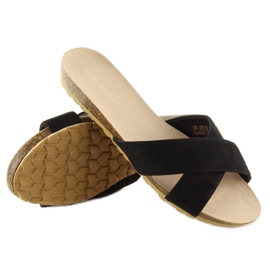 Chaussons en daim noir pour femmes SR-2812 le noir 5