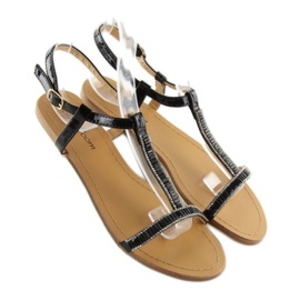 Sandales avec zircons cubiques noirs SY644 noir le noir 1