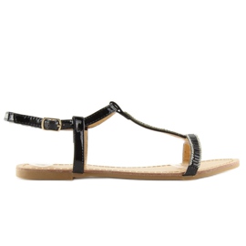 Sandales avec zircons cubiques noirs SY644 noir le noir 2