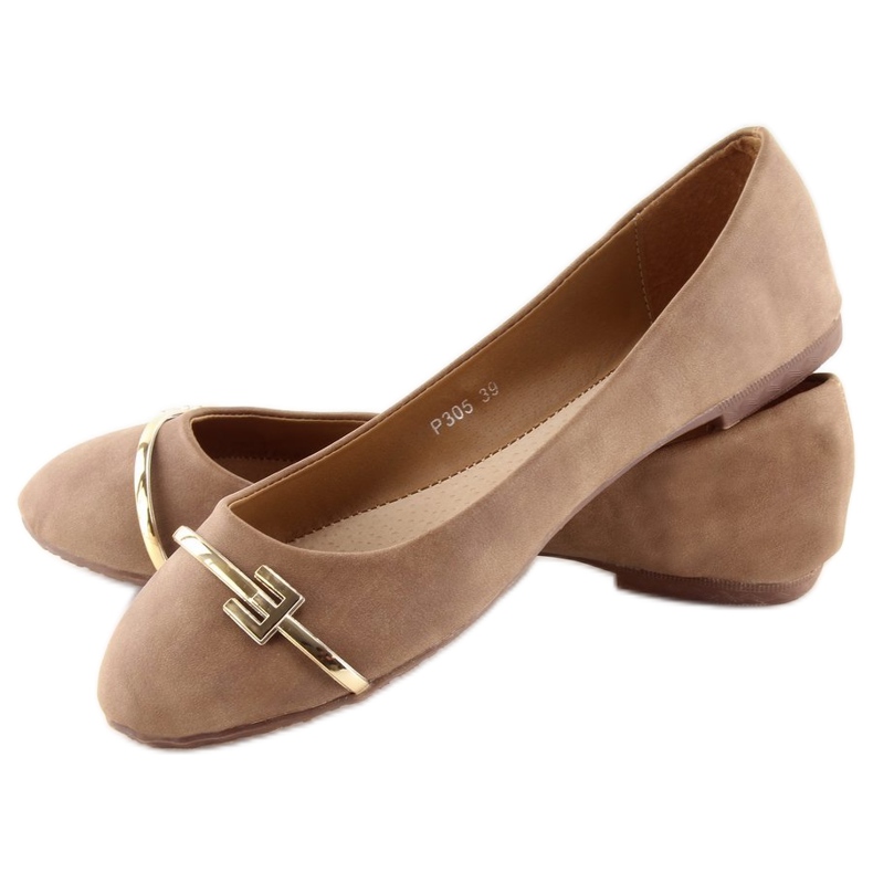 Ballerines femme marron P305 kaki brun 2