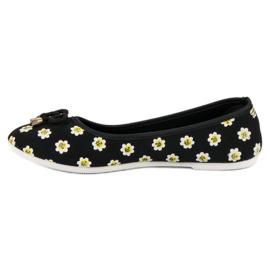 Ballerine en tissu avec des fleurs le noir 1