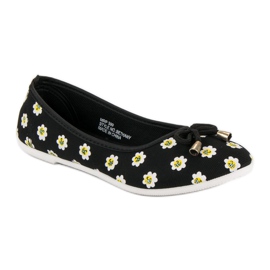 Ballerine en tissu avec des fleurs le noir 6