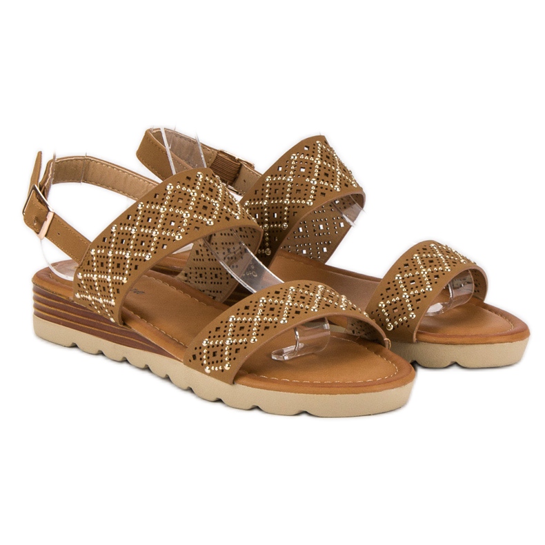 Primavera Sandales plates ajourées brun 2