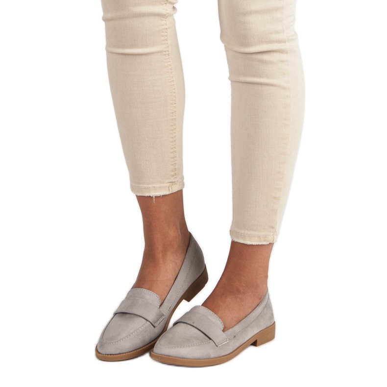 Small Swan Mocassins en daim gris 2