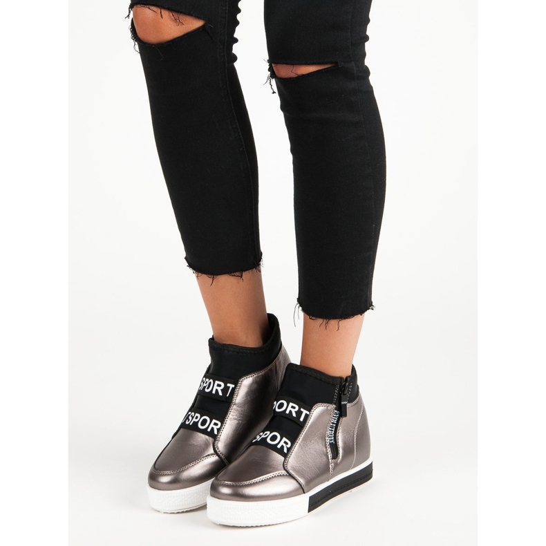 Baskets graphite avec fermeture éclair brun gris 1