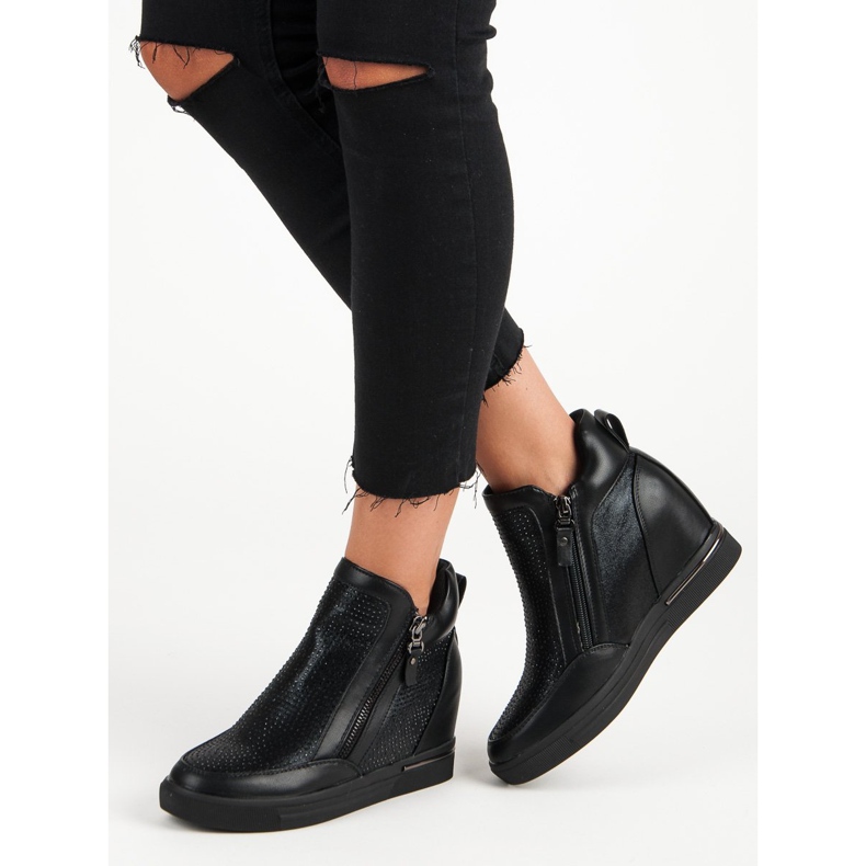 Baskets sur la fermeture éclair le noir 1