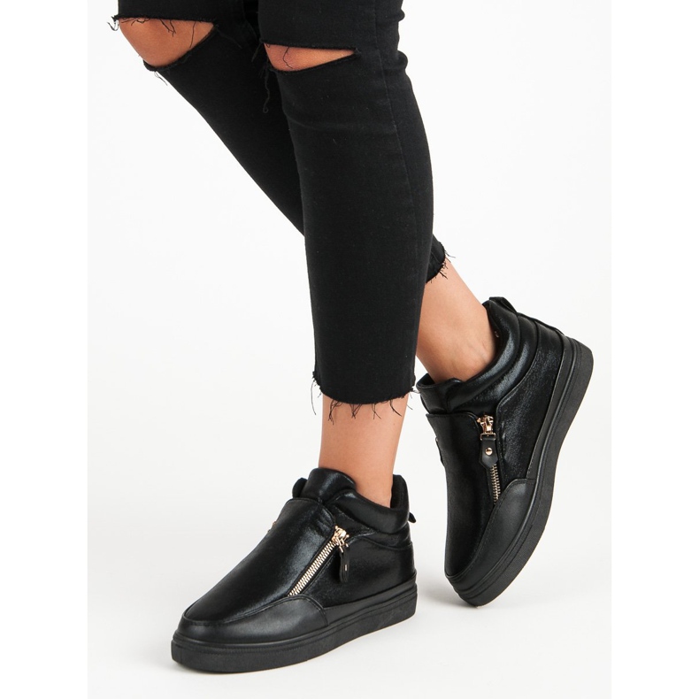 Lgm Baskets noires avec une fermeture éclair 2