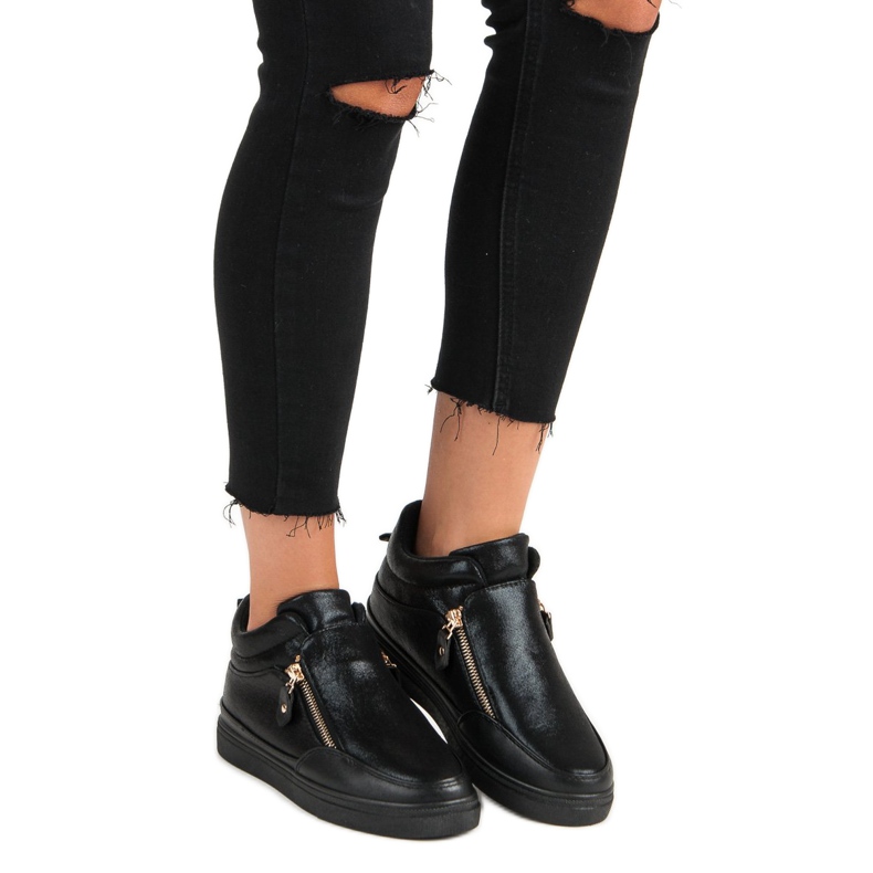 Lgm Baskets noires avec une fermeture éclair le noir 1