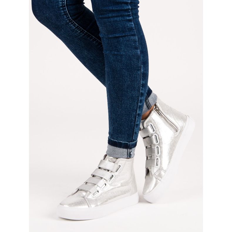 Baskets argentées à bande élastique gris 2