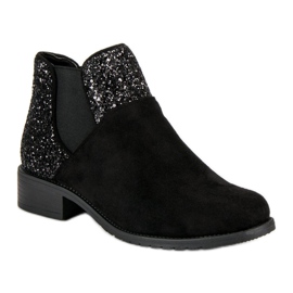 Bottines en daim à talon plat le noir 2