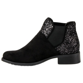 Bottines en daim à talon plat le noir 3