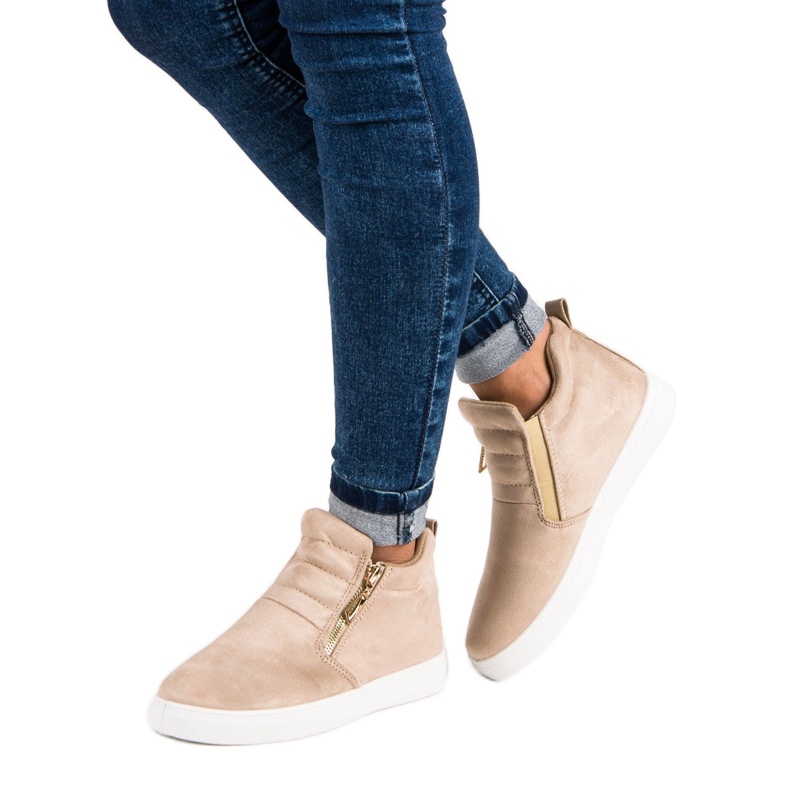 Baskets à enfiler en daim brun 1