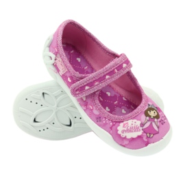 Befado chaussures pour enfants ballerines pantoufles 114x306 blanche rose 3