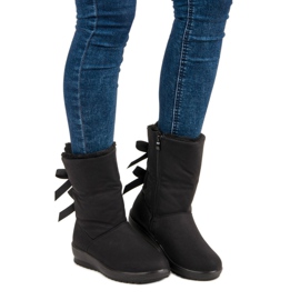 Bottes de neige chaudes avec une fermeture éclair le noir 1