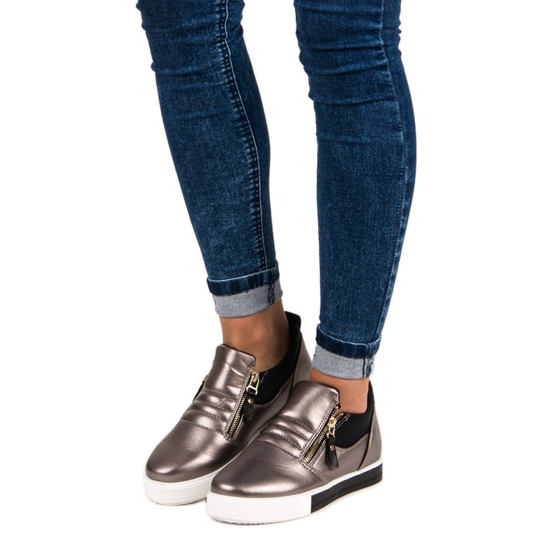 Baskets graphite avec fermeture éclair gris 1