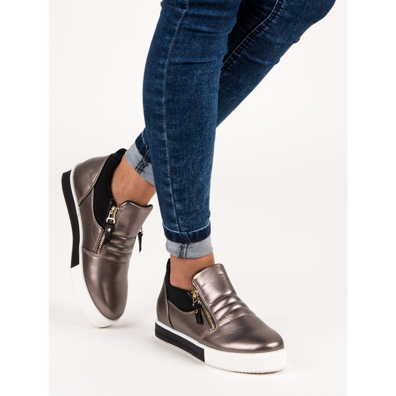 Baskets graphite avec fermeture éclair gris 2