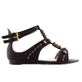 Sandales noires pour femmes avec pierres ZS3522 le noir 1