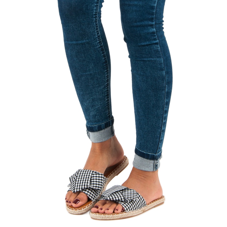 Seastar Babouches noires à carreaux blanc 1